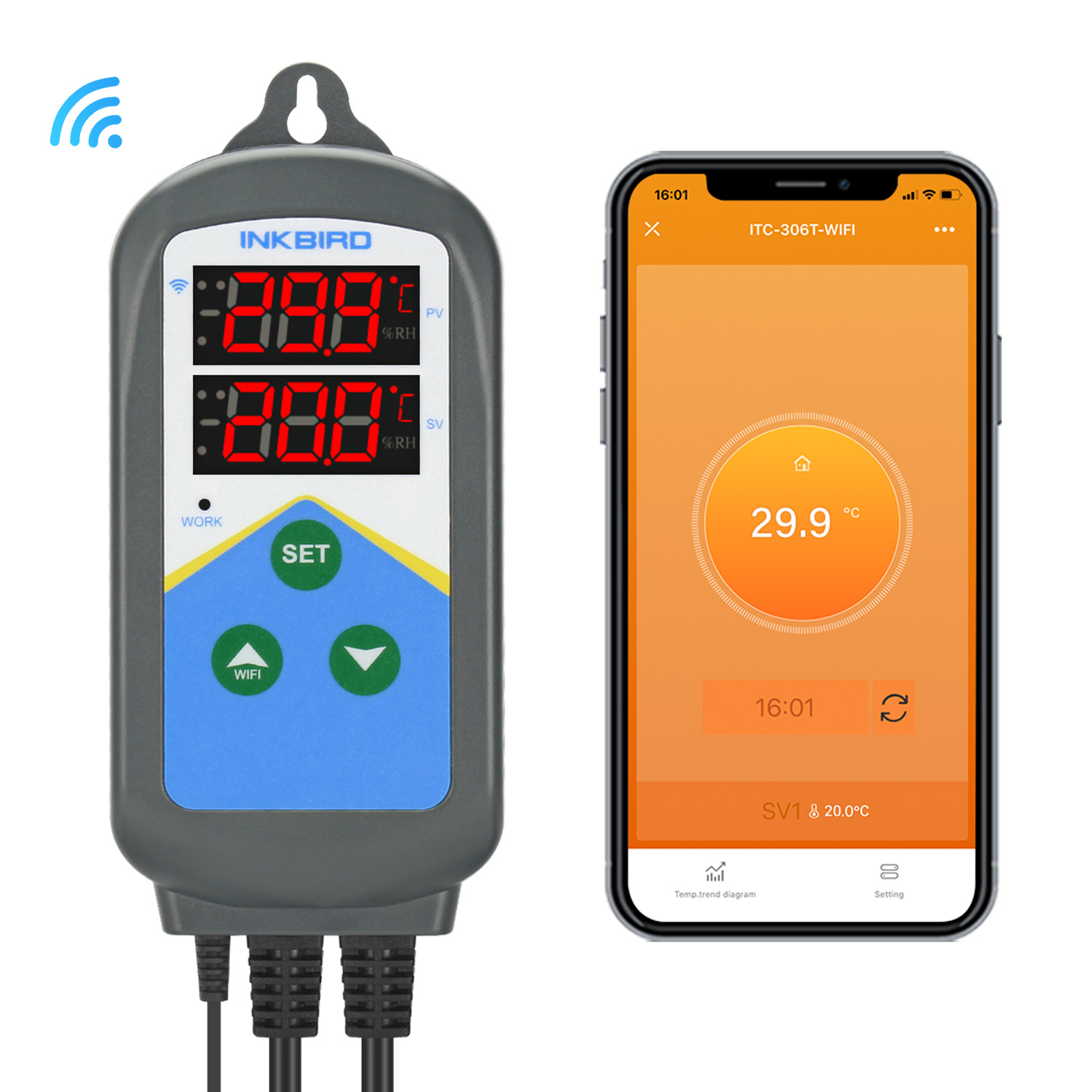 Smart Home Thermostat - INKBIRD WIFI termoregulator ITC-306T-WIFI 24 godziny