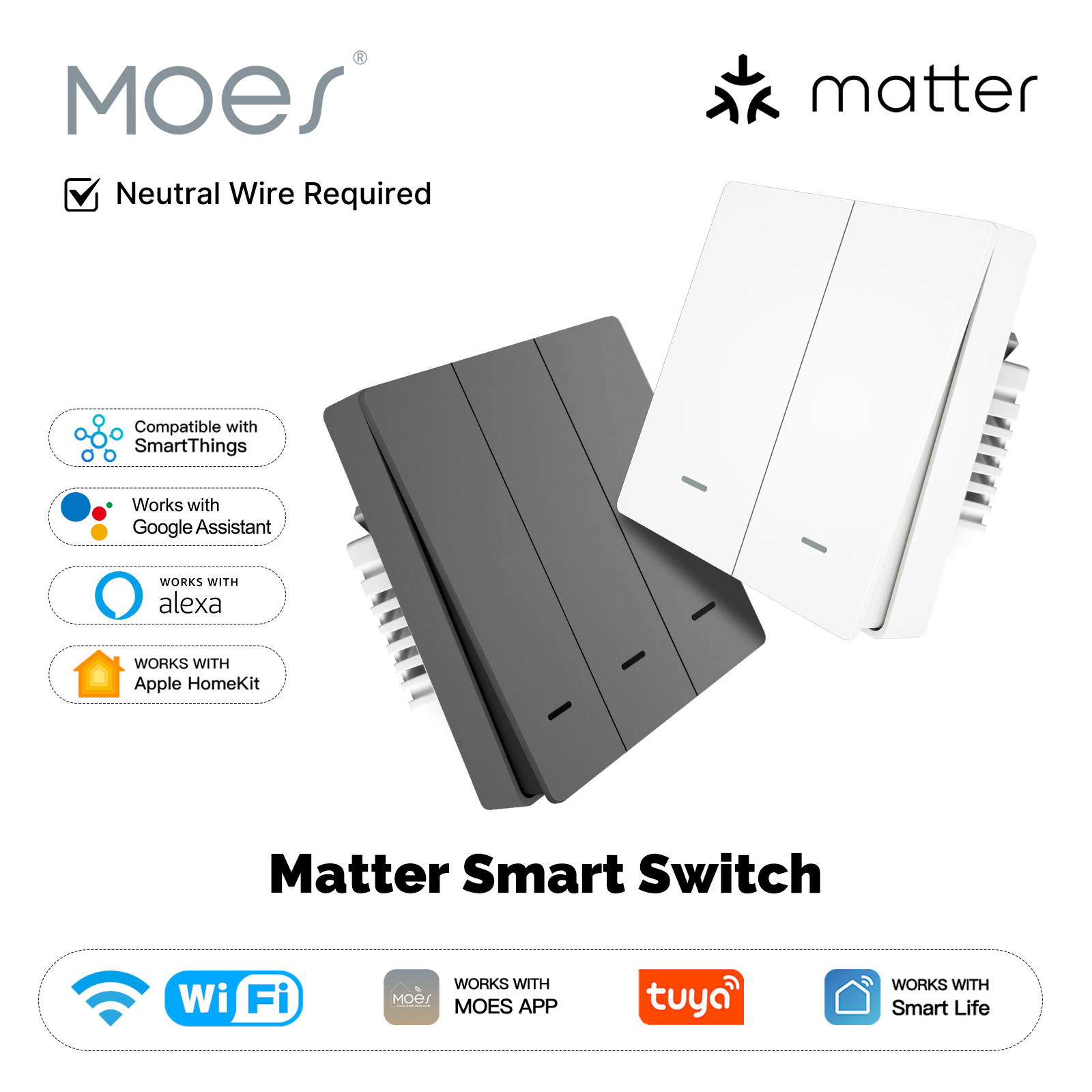Smart Home Sistem - MOES Matter Tuya WiFi inteligentny przełącznik